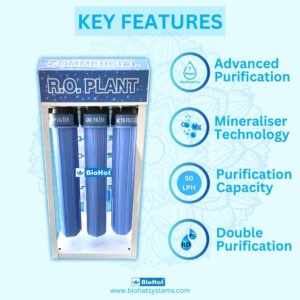 Aqua 50 LPH Commercial RO Water Filter | Best RO + Alkaline Water Purifier | Best for Office, School, Restaurant, Cafe & Factory Purpose | 7 stage Purification | RO + Smart MTDS Purification + Alkaline | Commercial RO Filter by BioHat
