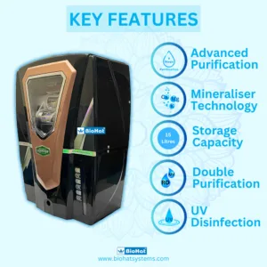 BioHat X Regal RO Water Purifier ( Black ) | RO + UV + Advance Taste Enhancer (MTDS) + Copper Technology by BioHat | 15 Liter Storage Tank | 8 Stages Purification | Best Home Water Purifier