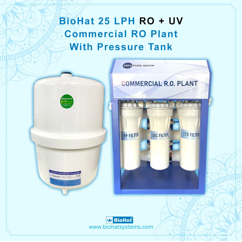 25 LPH Commercial RO + UV with Pressure Tank
