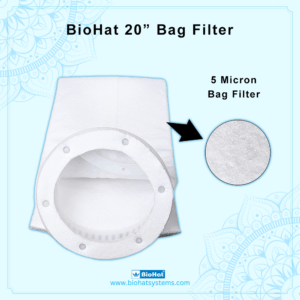 BioHat Big Blue Jumbo 20-inch Bag Filter Assembly with 1 Inch Inlet-Outlet | 20 Inch Bag Filter with Wall Mount SS Plate, 2 Nosel Connector 1″ for Tank Water/Whole House Water Filtration System