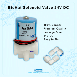 Solenoid Valve SV 24V DC 100% Copper | For all types of RO Water Purifier Filters | Suitable for All types of Domestic & Commercial RO Water Purifier which has 1/4” water pipe connection inside the machine