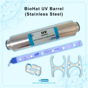 Best Stainless Steel 8 Inch UV Barrel | Heavy 304 Grade UV Barrel | With UV LED & Connectors | UV Barrel for Water Purifiers | UV Chamber for Sterilization/UV Chamber for Water Purifier
